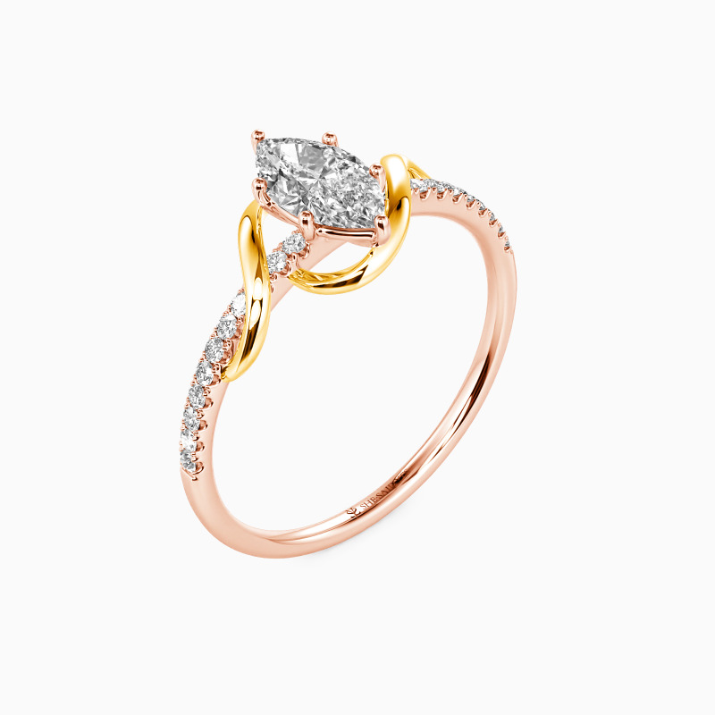 "To My Love" 0.5ct Marquise Cut Side Stone Engagement Ring