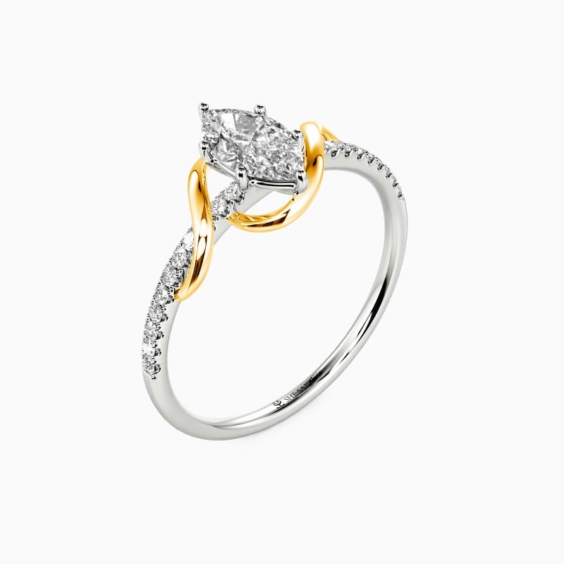 "To My Love" 0.5ct Marquise Cut Side Stone Engagement Ring