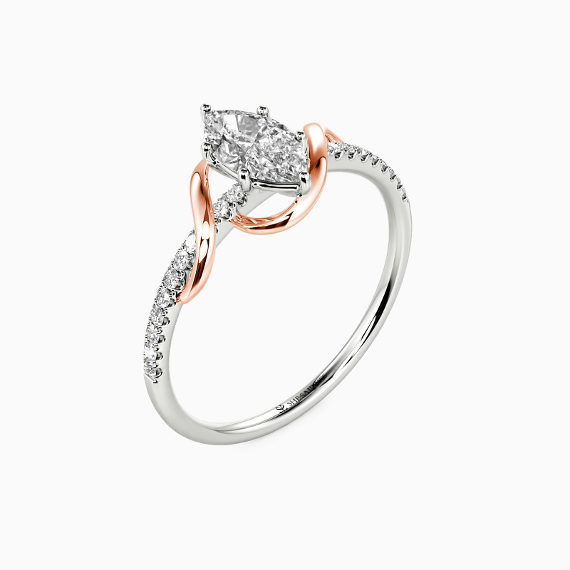 "To My Love" Marquise Cut Side Stone Engagement Ring