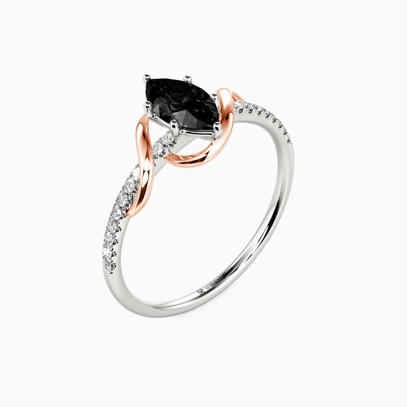"To My Love" Marquise Cut Side Stone Engagement Ring