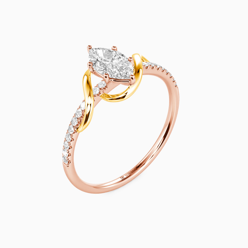 "To My Love" 0.5ct Marquise Cut Side Stone Engagement Ring
