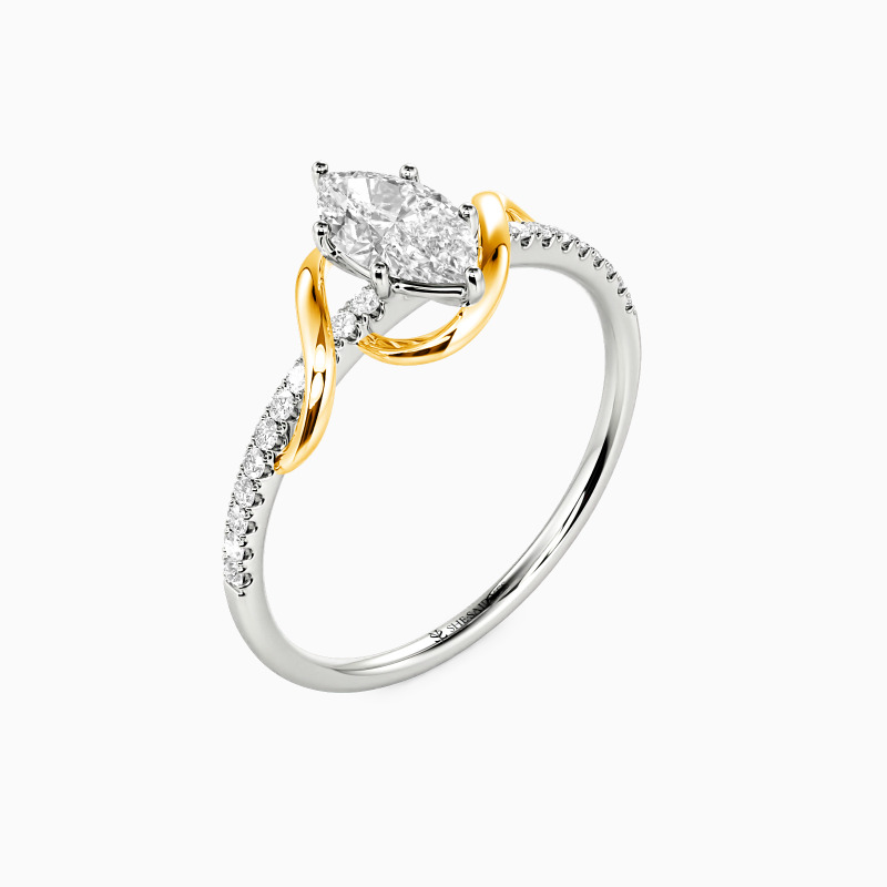 "To My Love" 0.5ct Marquise Cut Side Stone Engagement Ring