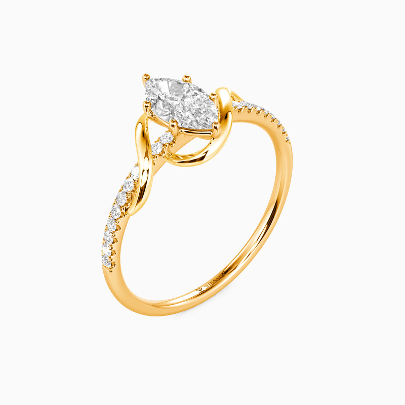 "To My Love" 0.5ct Marquise Cut Side Stone Engagement Ring