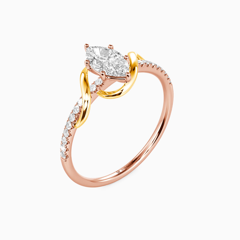 "To My Love" 0.5ct Marquise Cut Side Stone Engagement Ring