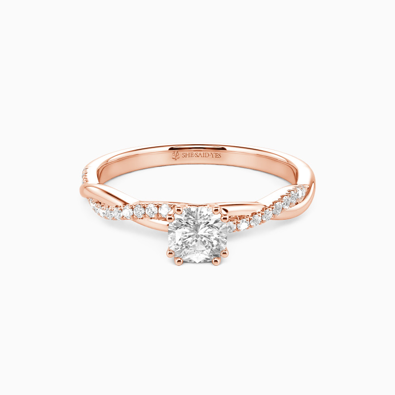 "Über Dich" Verlobungsring 0,8 ct Kissenschliff mit Seitensteinen