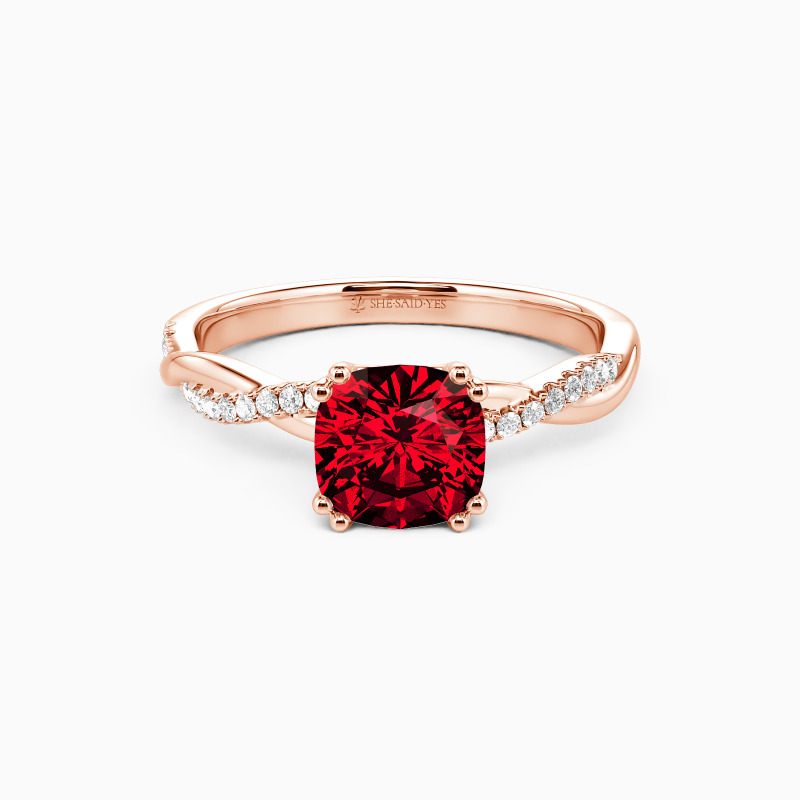 "About You" 1ct Cushion Cut Side Stone Engagement Ring