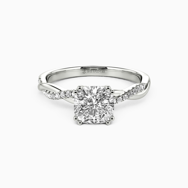 "About You" Cushion Cut Side Stone Engagement Ring
