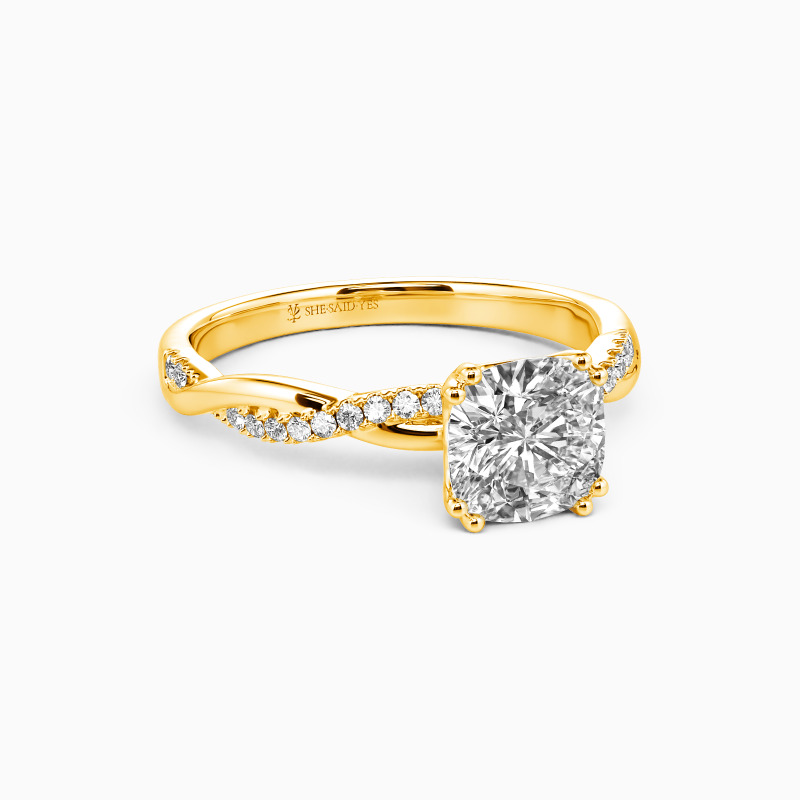 "About You" Cushion Cut Side Stone Engagement Ring