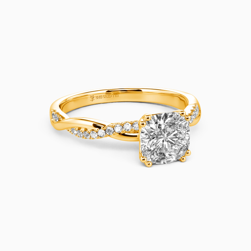 "About You" Cushion Cut Side Stone Engagement Ring