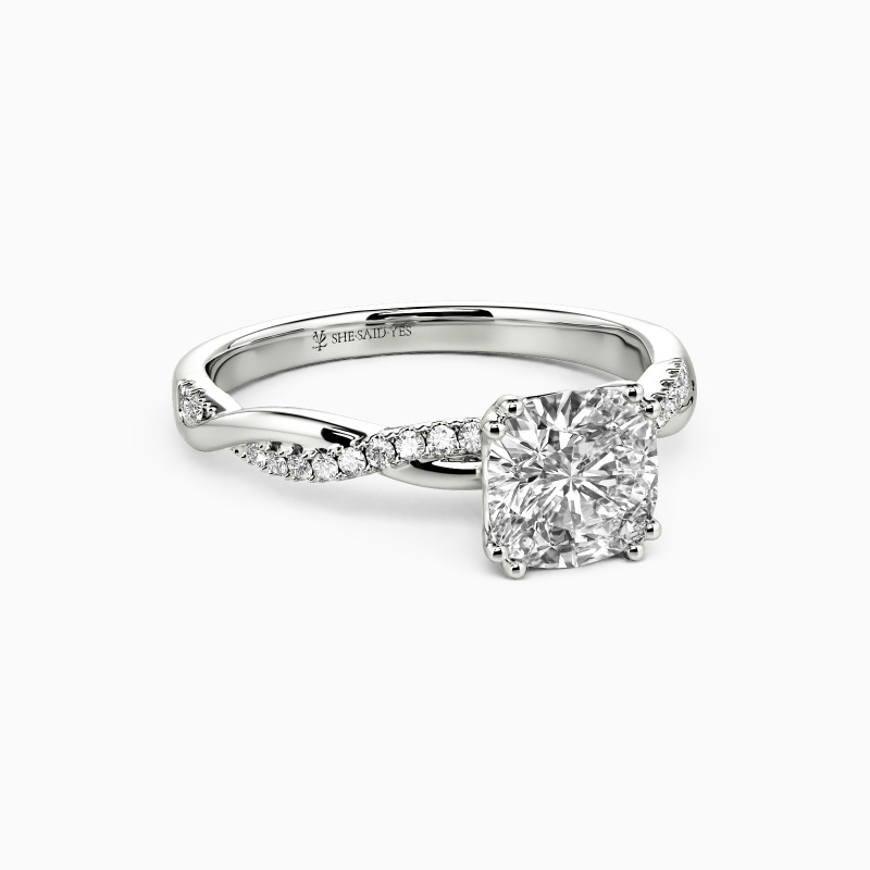 "About You" Cushion Cut Side Stone Engagement Ring