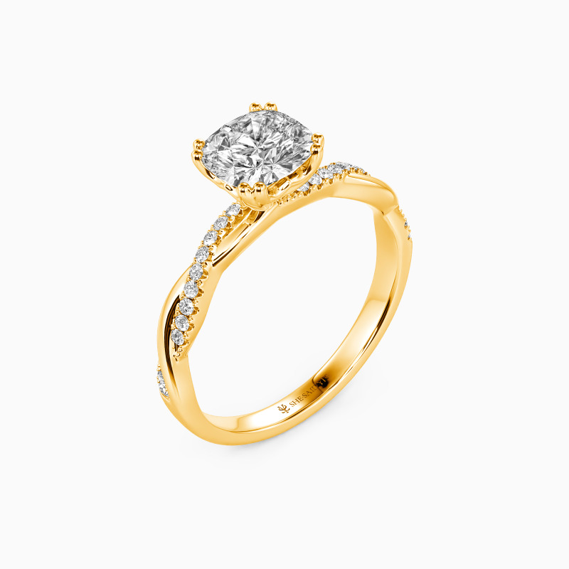 "About You" Cushion Cut Side Stone Engagement Ring