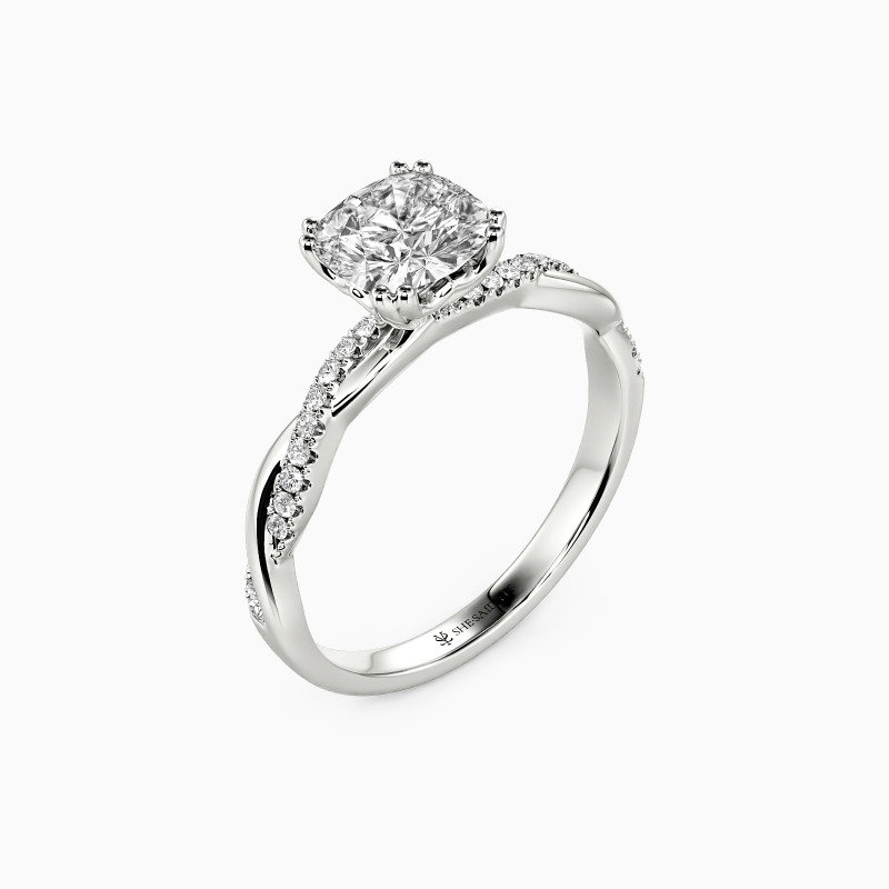 "About You" Cushion Cut Side Stone Engagement Ring