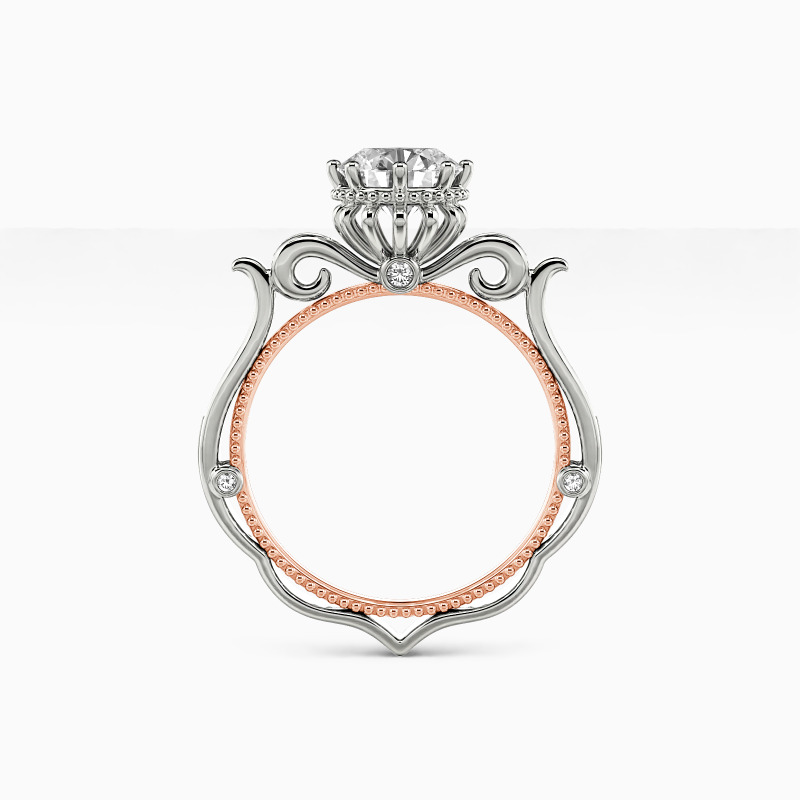 "Night Elopement" Round Cut Side Stone Engagement Ring