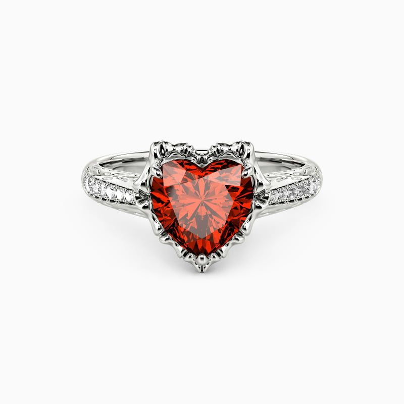 "Hold My Heart" Heart Cut Side Stone Engagement Ring