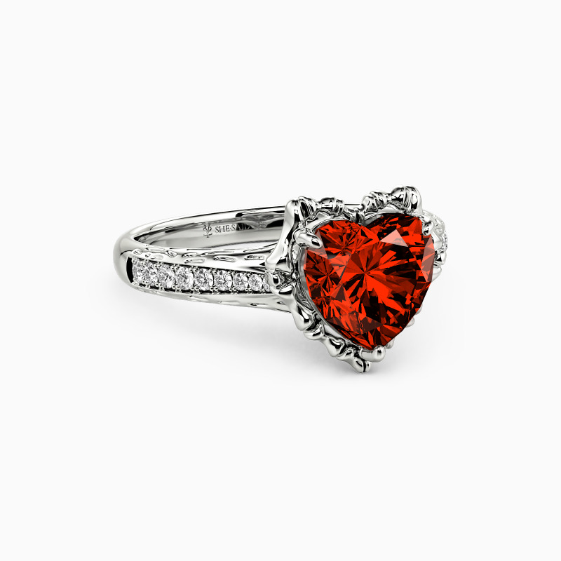 "Hold My Heart" Heart Cut Side Stone Engagement Ring