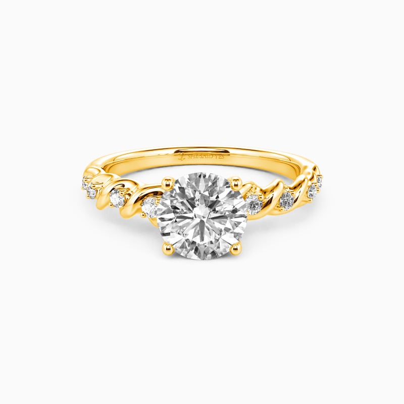 "You're My Life Line" Round Cut Side Stone Engagement Ring