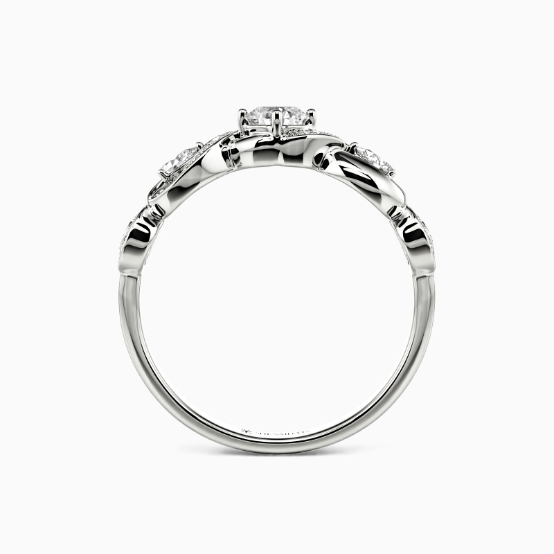 "Share One Lifetime With You" Round Cut Side Stone Engagement Ring