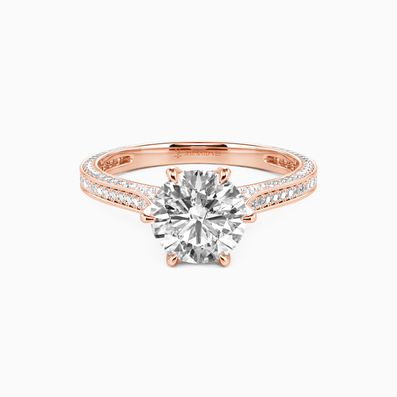 "My Queen" Round Cut Side Stone Engagement Ring
