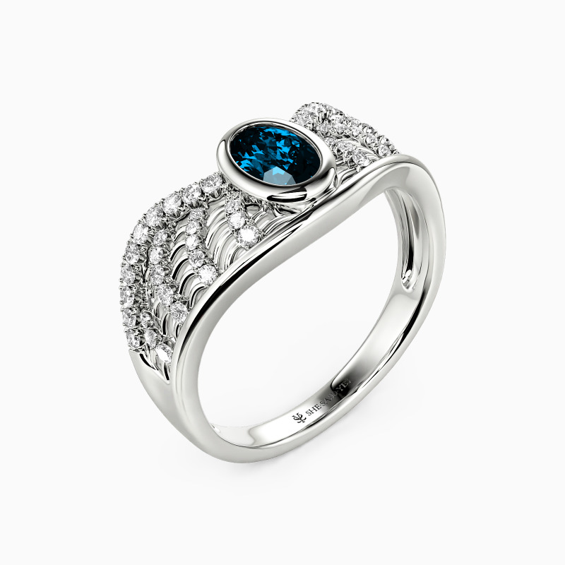 "Origin Of Wisdom" Oval Cut Side Stone Engagement Ring