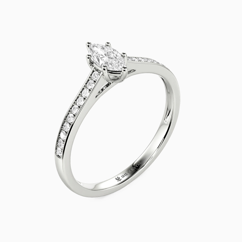 "Meine Ewige Liebe" Verlobungsring 0,3 ct Marquisen-Schliff mit Seitensteinen