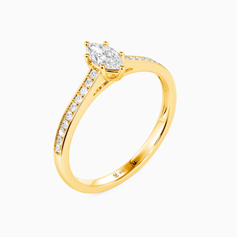 "My Forever Love" 0.5ct Marquise Cut Side Stone Engagement Ring