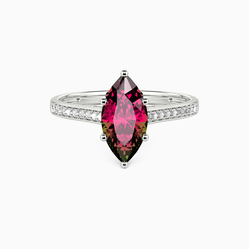 "My Forever Love" 1ct Marquise Cut Side Stone Engagement Ring