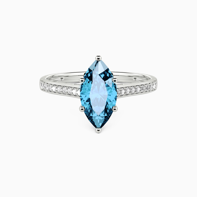 "My Forever Love" 1ct Marquise Cut Side Stone Engagement Ring