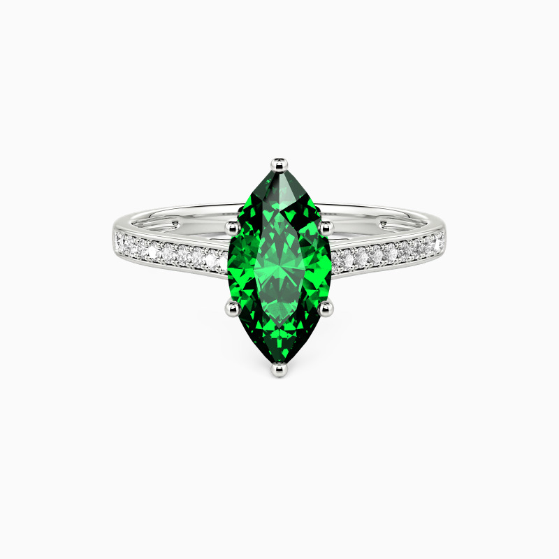 "My Forever Love" 1ct Marquise Cut Side Stone Engagement Ring