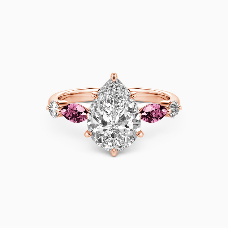 "The Portrait of Love" 1.5ct Pear Cut Side Stone Engagement Ring