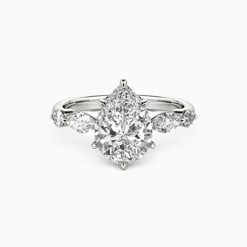 "The Portrait of Love" 2ct Pear Cut Side Stone Engagement Ring