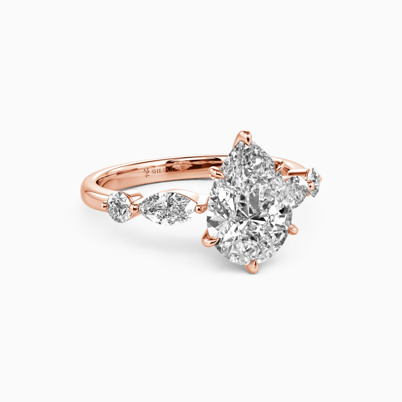 "The Portrait of Love" 2ct Pear Cut Side Stone Engagement Ring