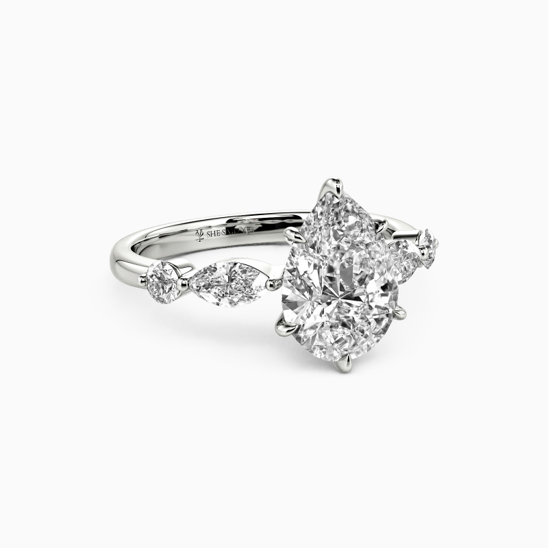 "The Portrait of Love" 2ct Pear Cut Side Stone Engagement Ring