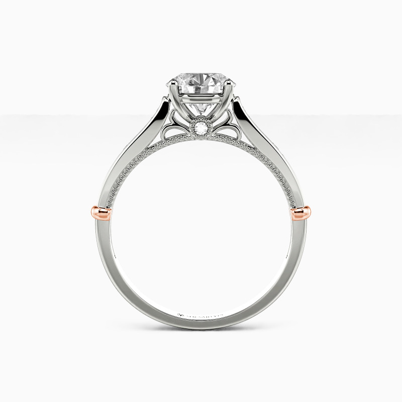 "The Breath From My Angel" Round Cut Side Stone Engagement Ring