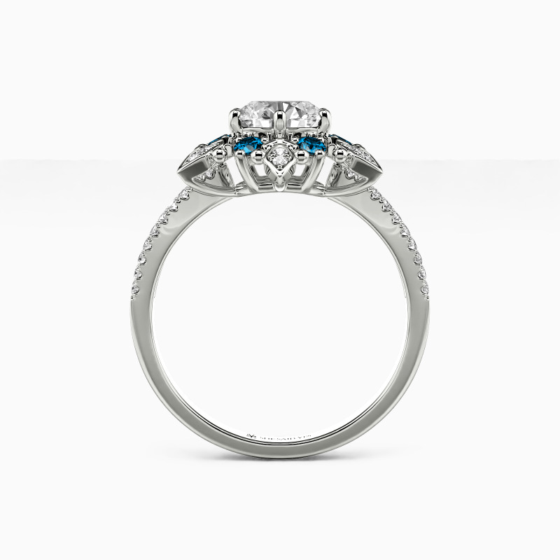 "Wish For You" Round Cut Side Stone Engagement Ring