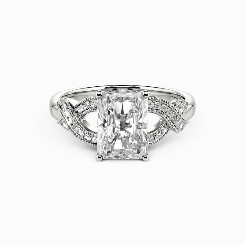 "A Little Romance" Radiant Cut Side Stone Engagement Ring