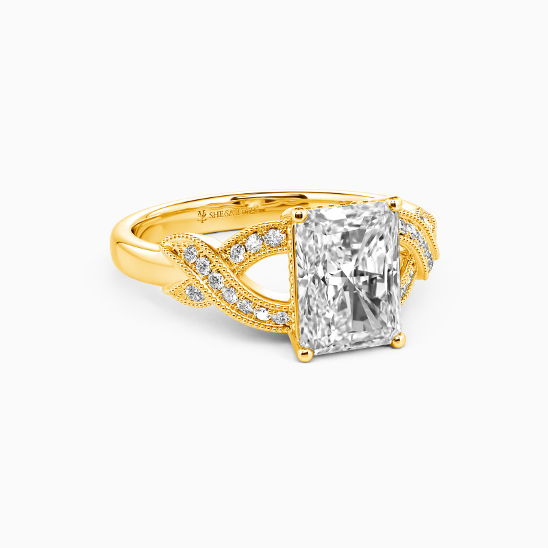 "A Little Romance" Radiant Cut Side Stone Engagement Ring