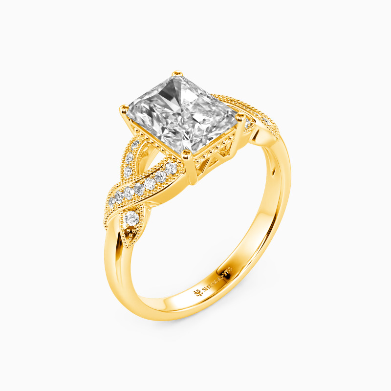 "A Little Romance" Radiant Cut Side Stone Engagement Ring