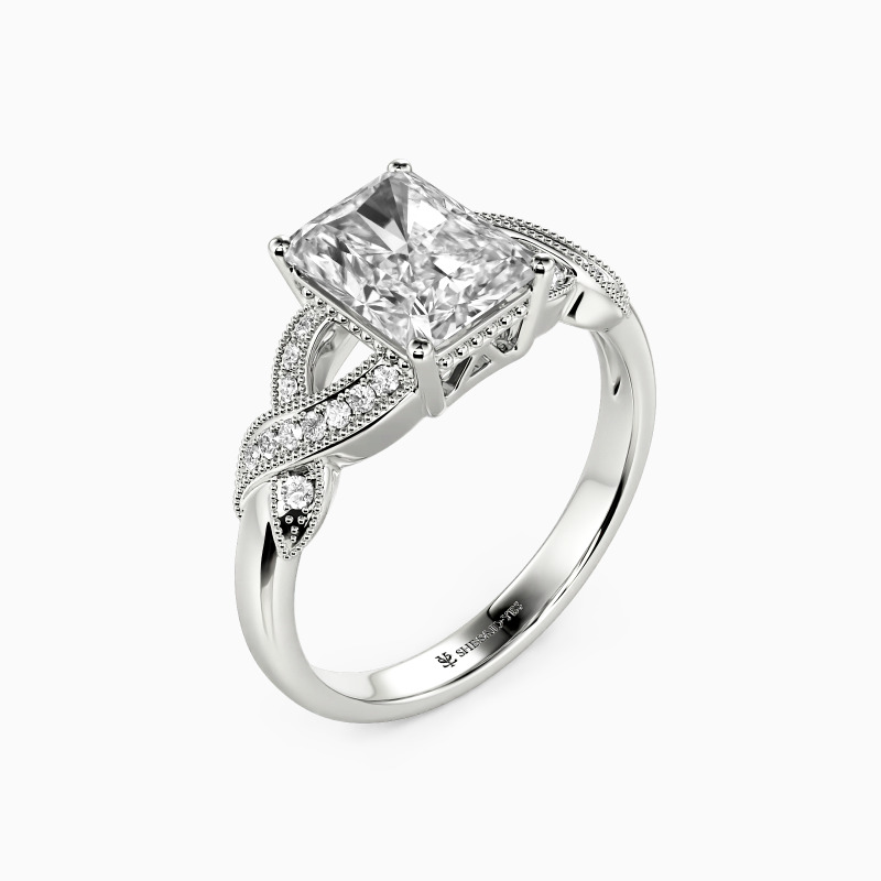 "A Little Romance" Radiant Cut Side Stone Engagement Ring