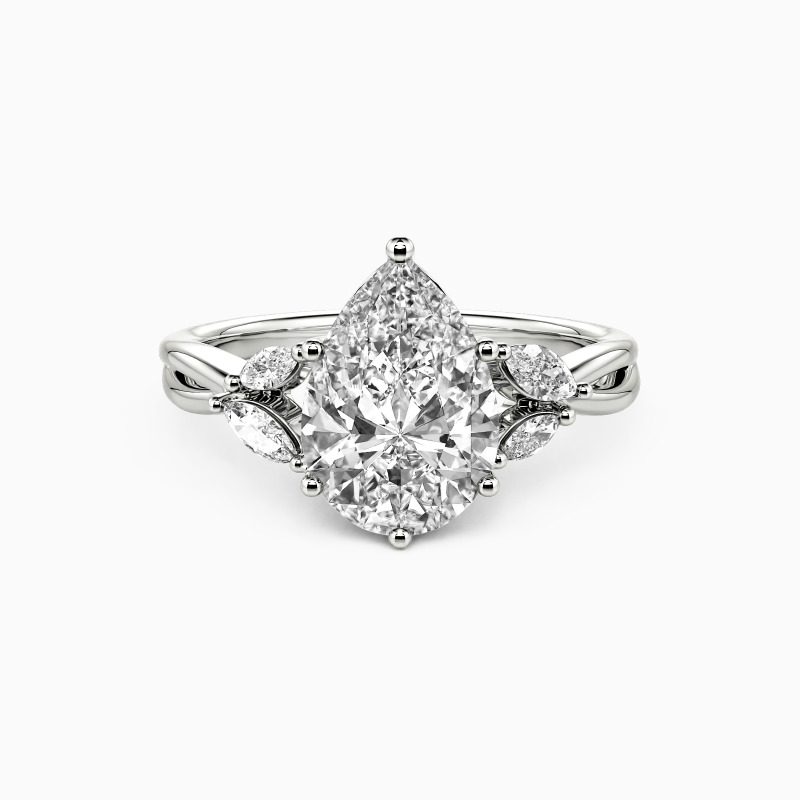"Sun Glint" 2ct Pear Cut Side Stone Engagement Ring