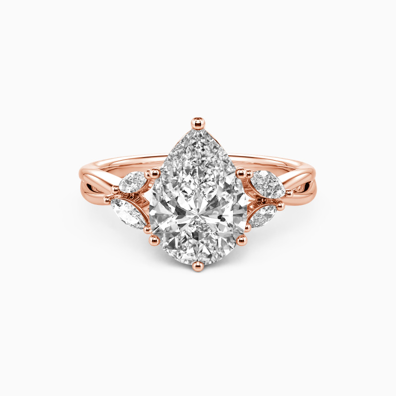 "Sun Glint" 2ct Pear Cut Side Stone Engagement Ring