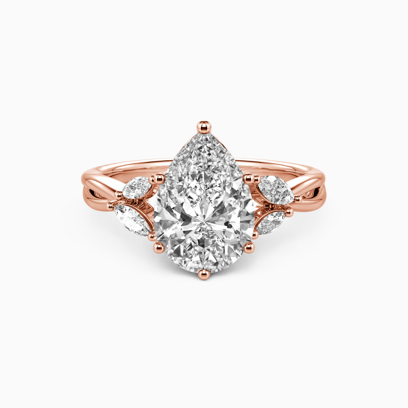 "Sun Glint" Pear Cut Side Stone Engagement Ring