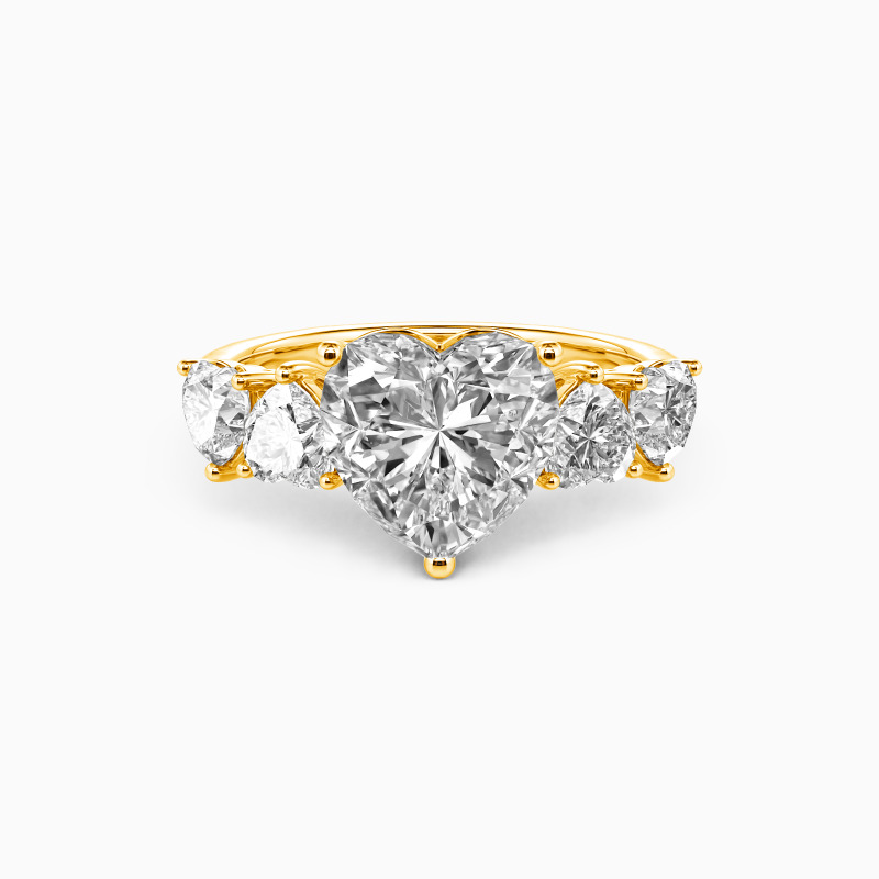 "Face To Your Heart" Heart Cut Side Stone Engagement Ring