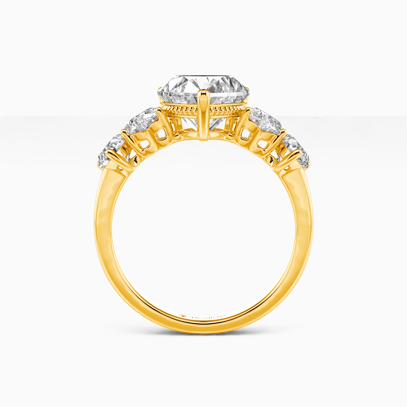 "Face To Your Heart" Heart Cut Side Stone Engagement Ring