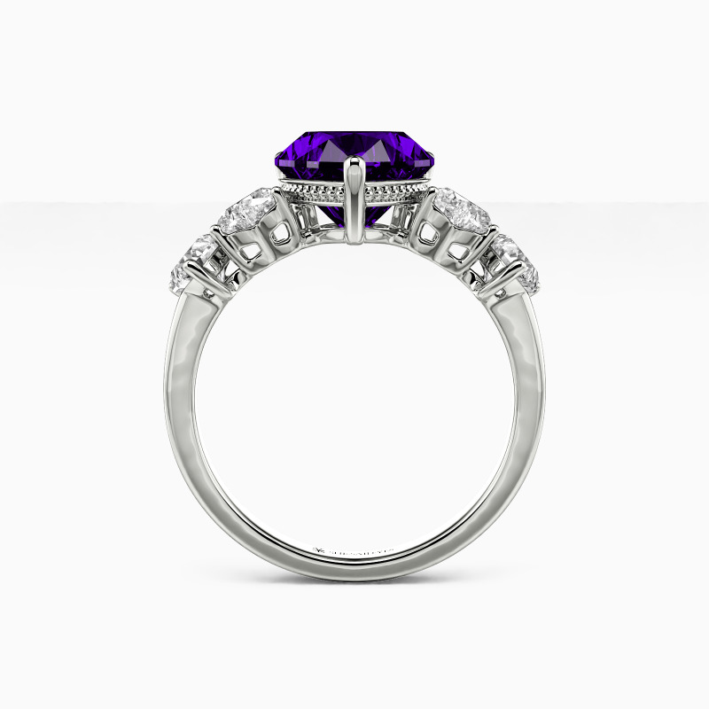 "Face To Your Heart" Heart Cut Side Stone Engagement Ring