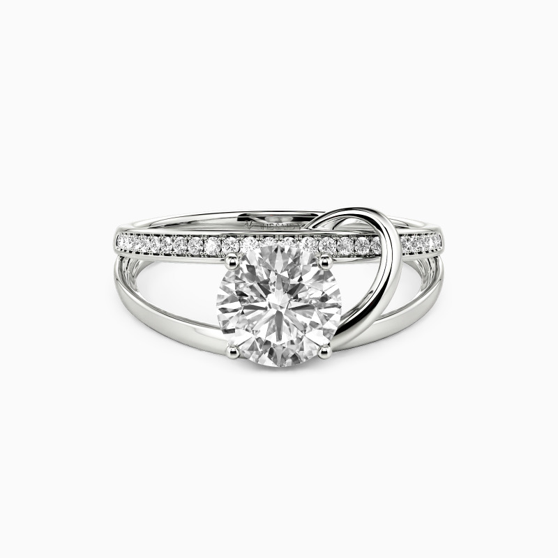 "Slow Show" Round Cut Side Stone Engagement Ring