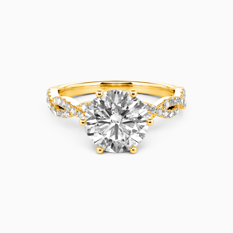 "Love Profusion" Round Cut Side Stone Engagement Ring