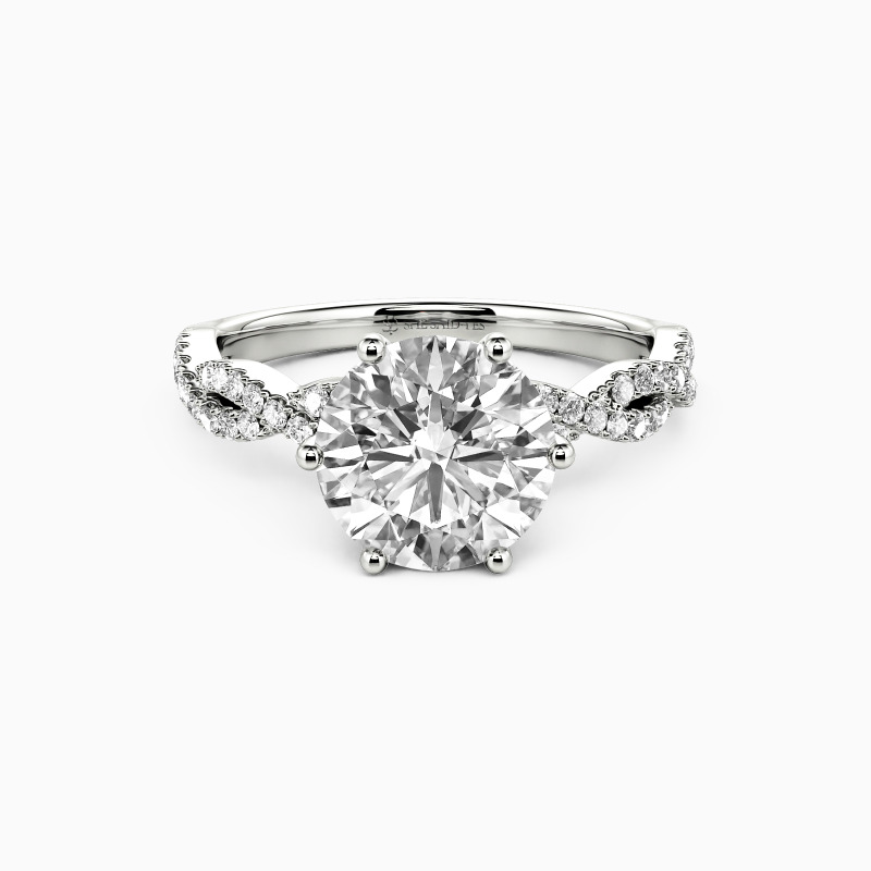 "Love Profusion" Round Cut Side Stone Engagement Ring