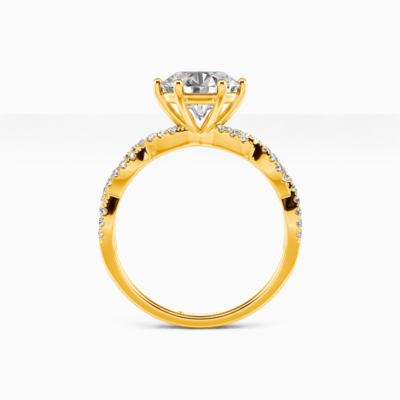 "Love Profusion" Round Cut Side Stone Engagement Ring