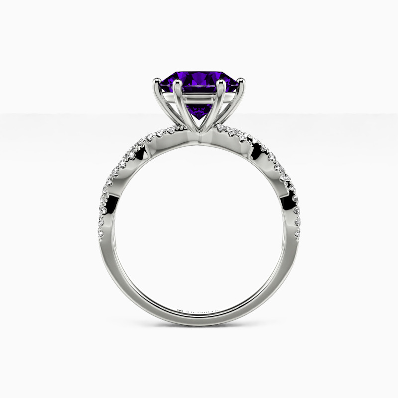 "Love Profusion" Round Cut Side Stone Engagement Ring