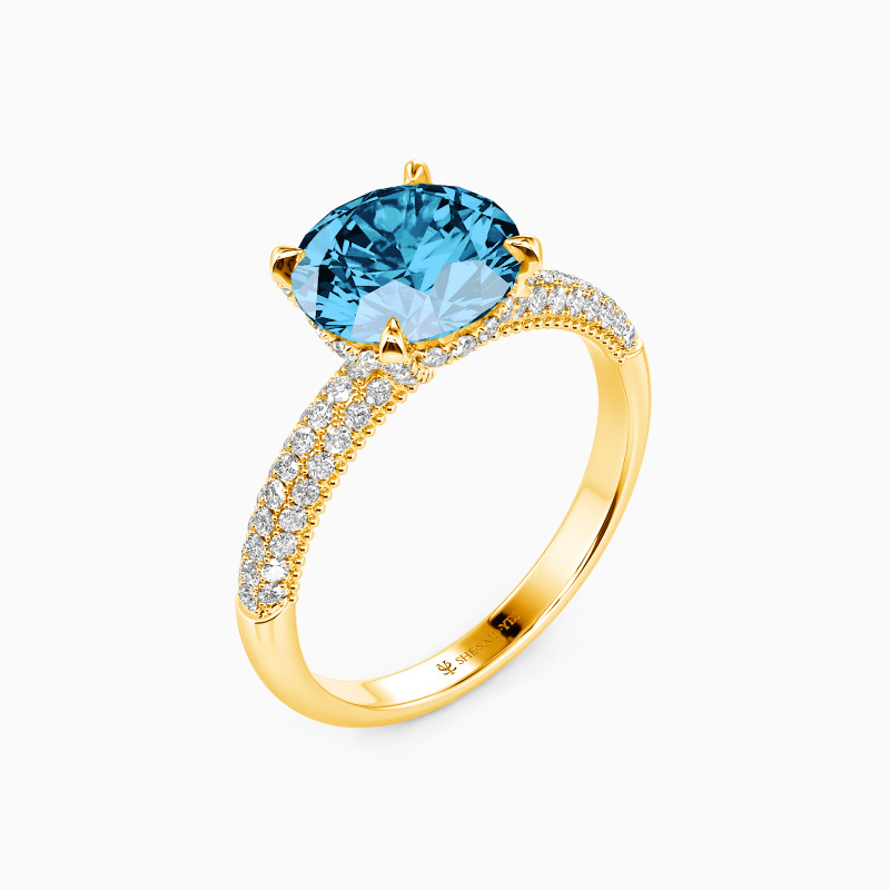 "Meine Schöne" 1,5ct Rund-Schliff Seitenstein-Verlobungsring